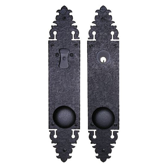 Warwick Tubular Lock Entrance Set - Double Knob with Escutcheon Plates - For 1-3/4" Pre-Drilled Doors - Iron - Matte Black Finish - Multiple Options Available - Sold as Set