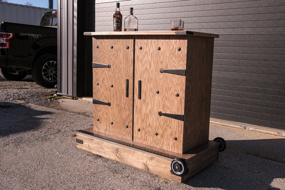 Portable Saloon - Whisky Bar - Solid Oak - Made in the USA