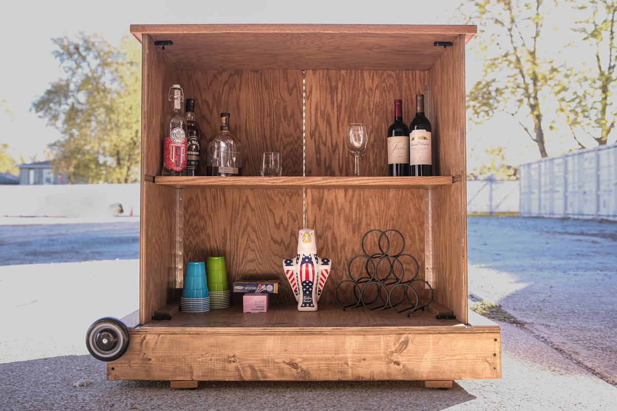 Portable Saloon - Whisky Bar - Solid Oak - Made in the USA