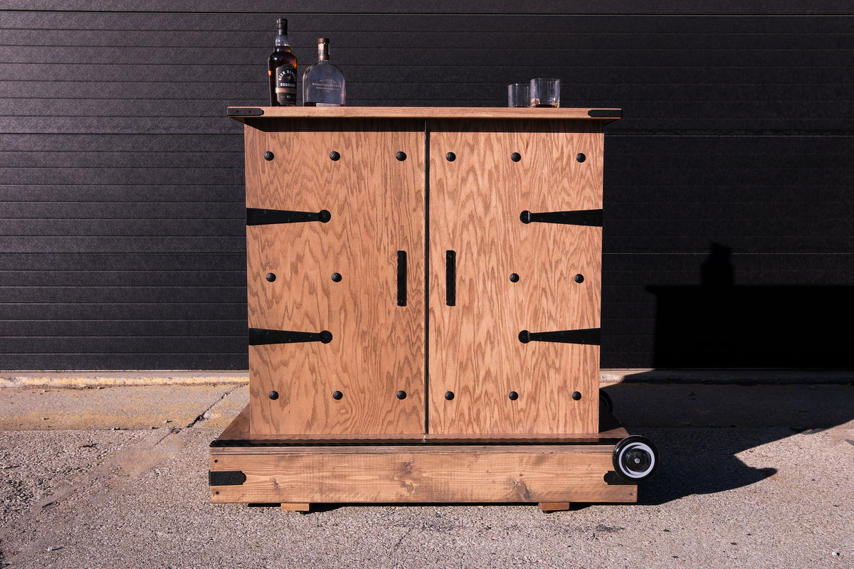 Portable Saloon - Whisky Bar - Solid Oak - Made in the USA