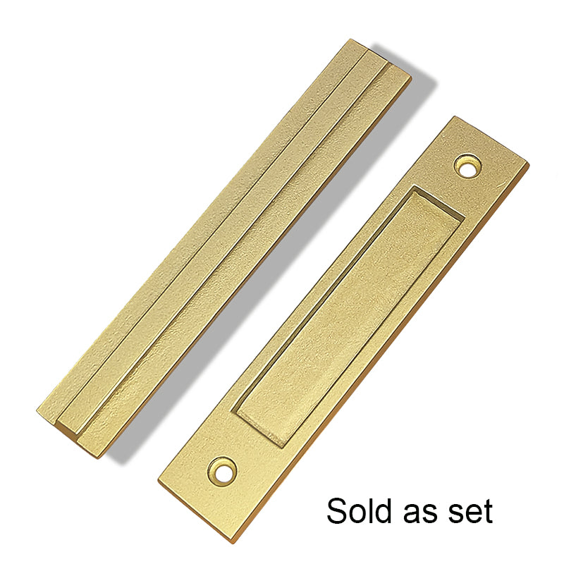 Modern Contemporary Door Pull Handle with Accent Strip and Finger Pull Set - For Sliding Barn Door