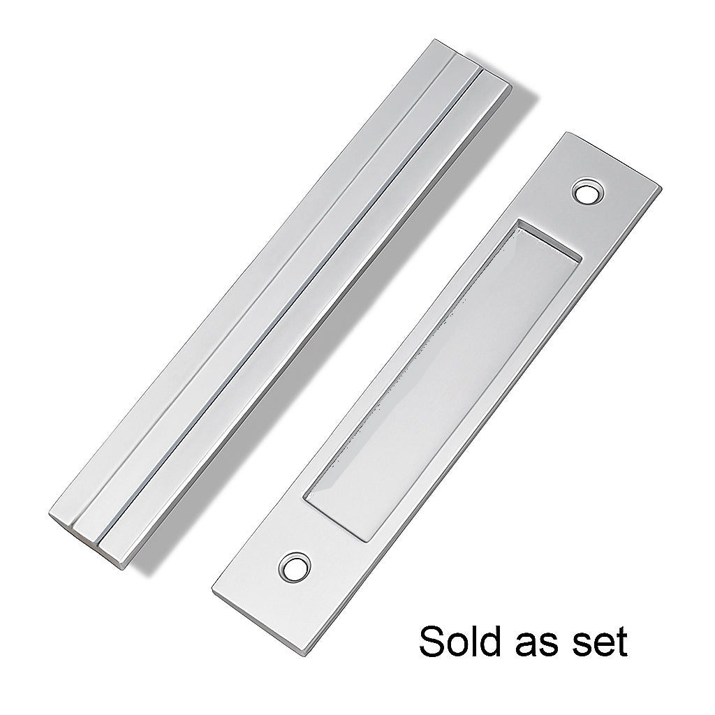 Modern Contemporary Door Pull Handle with Accent Strip and Finger Pull Set - For Sliding Barn Door
