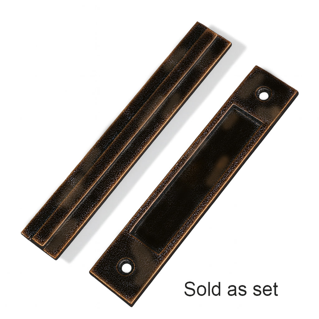 Modern Contemporary Door Pull Handle with Accent Strip and Finger Pull Set - For Sliding Barn Door