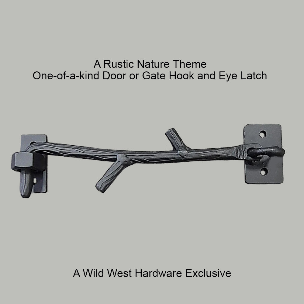 Rustic Iron Twig Branch Cabin Hook, Gate Hook and Eye Latch, Hand made