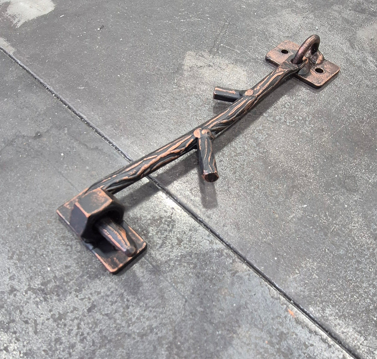 Rustic Iron Twig Branch Cabin Hook, Gate Hook and Eye Latch, Hand made
