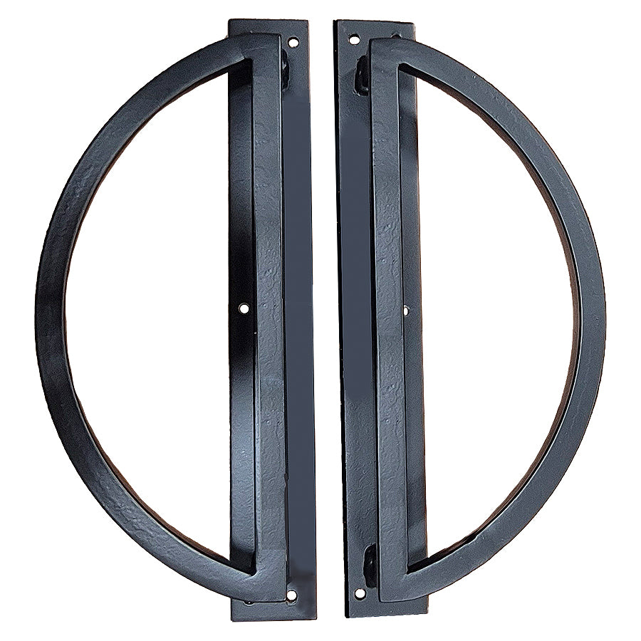 Pair of circular door handles in black finish