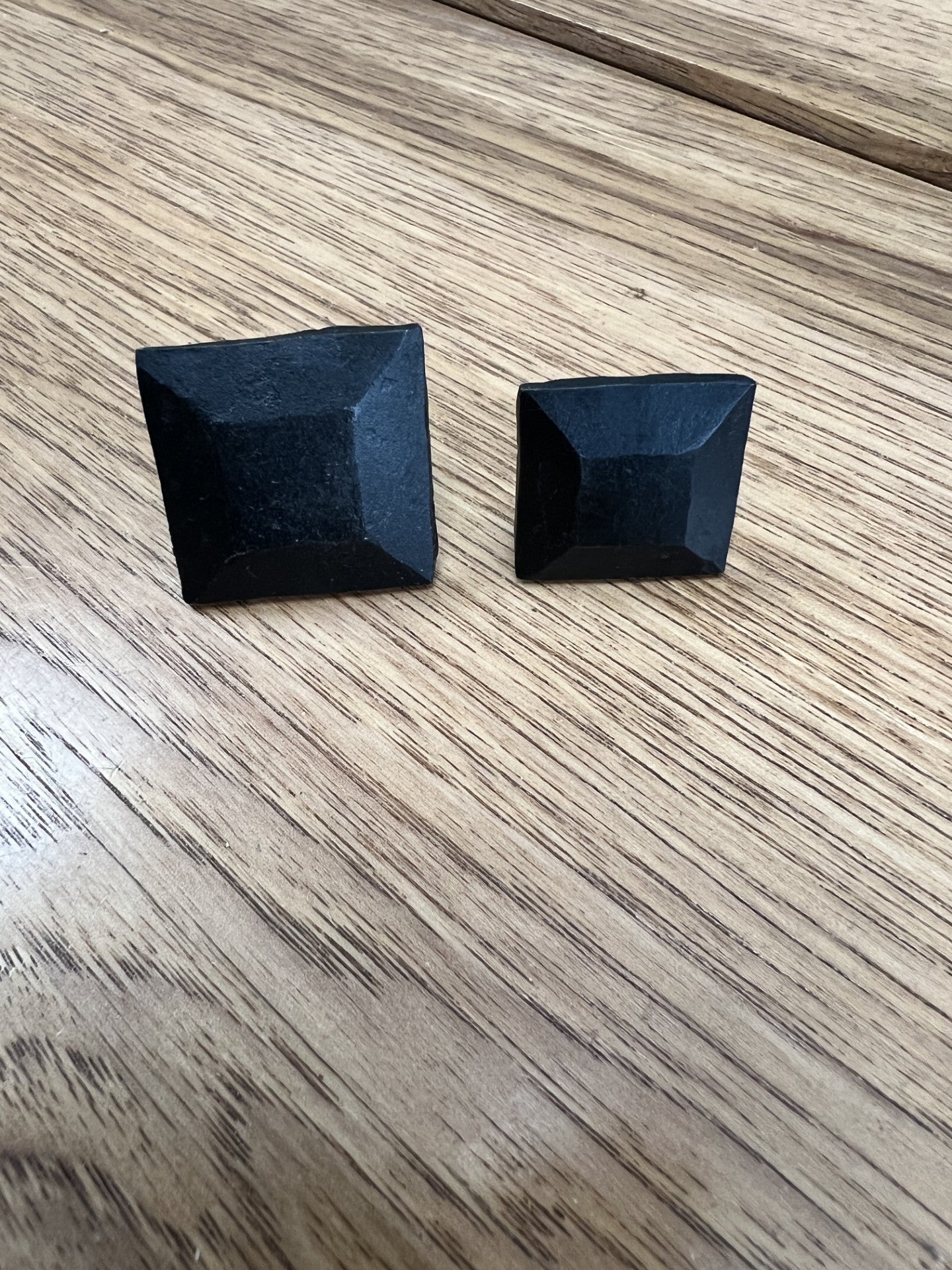 Hand Forged  Iron Square Clavos With Raised Surface 1" and 1 1/4" oil blackened