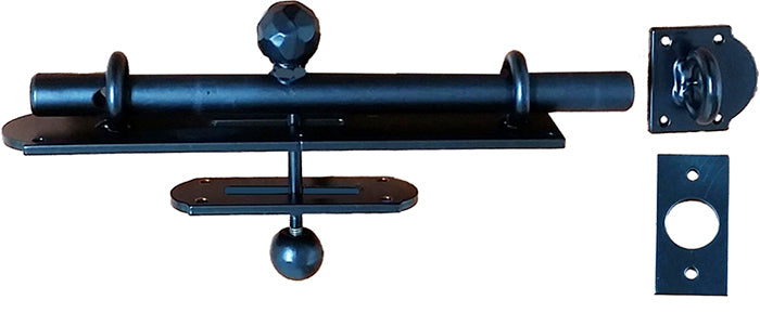 Complete Rustic Gate Hardware Kit – Decorative Strap Hinges, Dual-Side Slide Bolt Latch & Heavy Duty Gate Stops