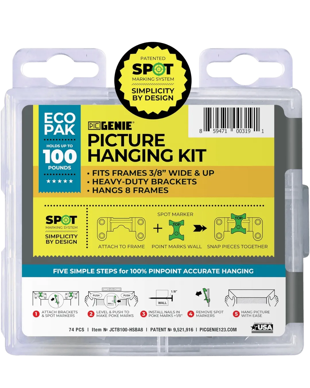 Steel Picture Hanging Kit | Up to 100 lbs