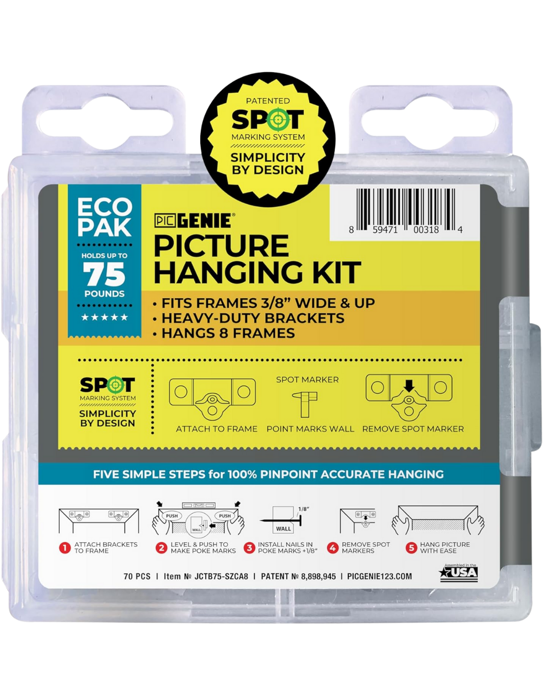 Zinc Picture Hanging Kit | Up to 75 lbs