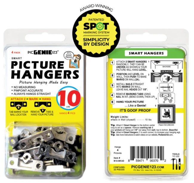 Smart Picture Hangers | Up to 10lbs - Sold in a Kit