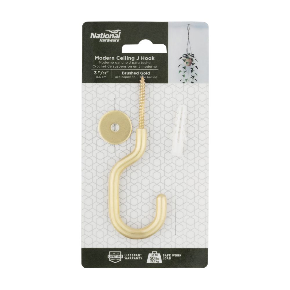 Modern Ceiling J Hook - Multiple Finishes - Sold Individually
