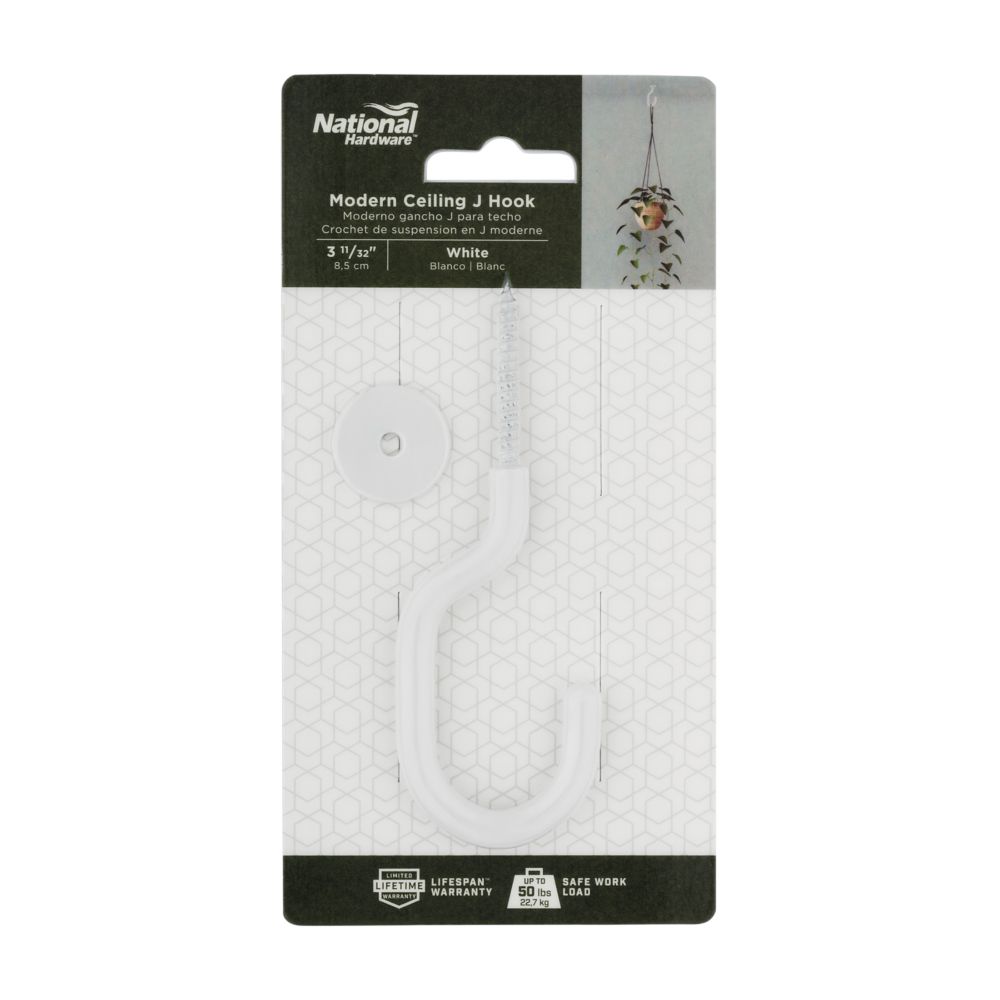 Modern Ceiling J Hook - Multiple Finishes - Sold Individually