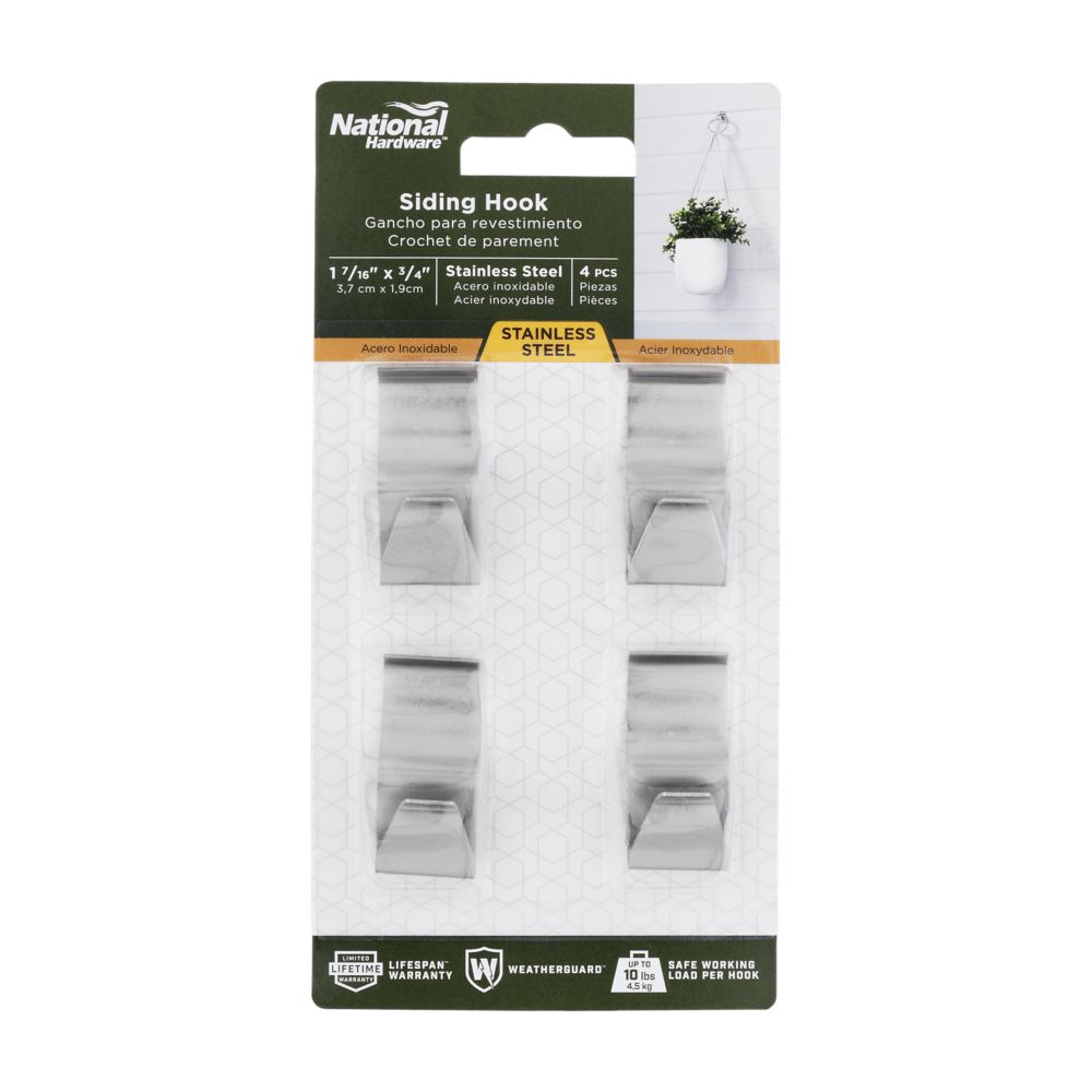 Siding Hook - Black or Stainless Steel Finish - 4 Pack