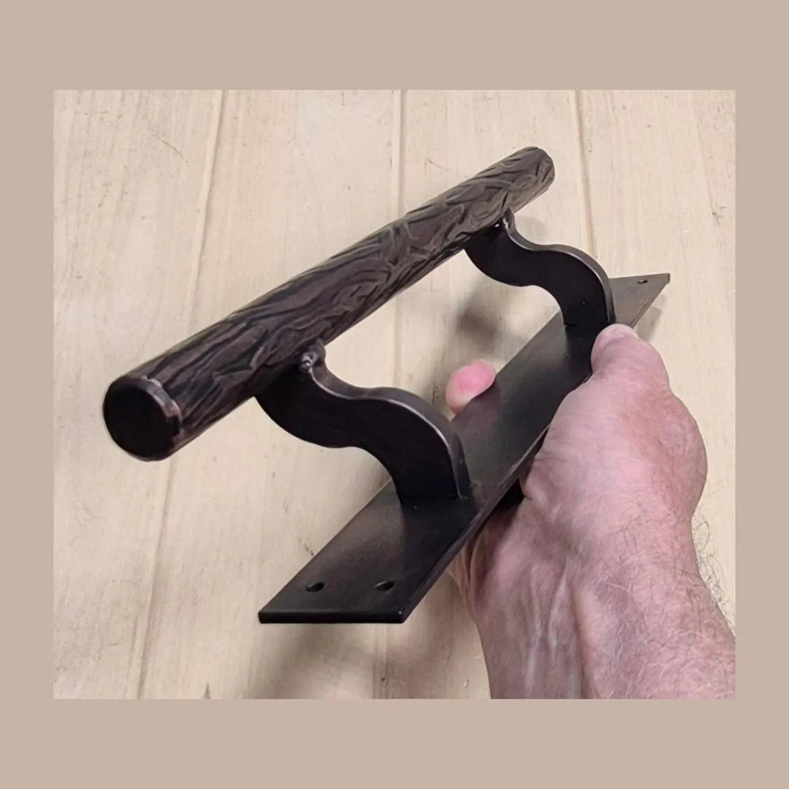 Offset Tree Branch Door Pull - Multiple Finishes Available - 12" handle, 12" back plate