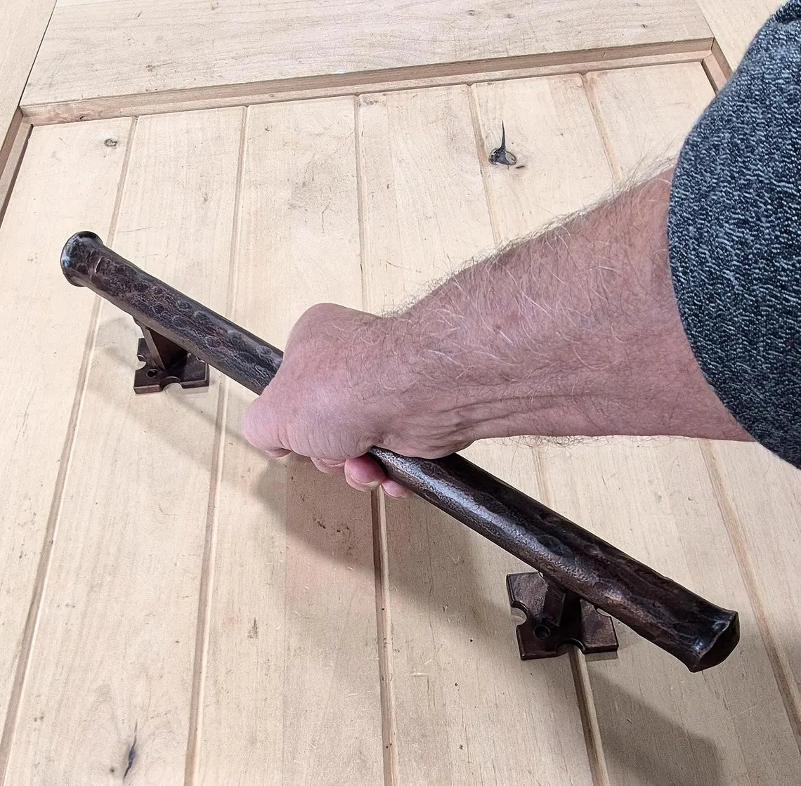 Barn Door Handle - Door Pull - Round Bar Distressed - 1" Dia. (NEW ITEM) - Multiple Finishes Available