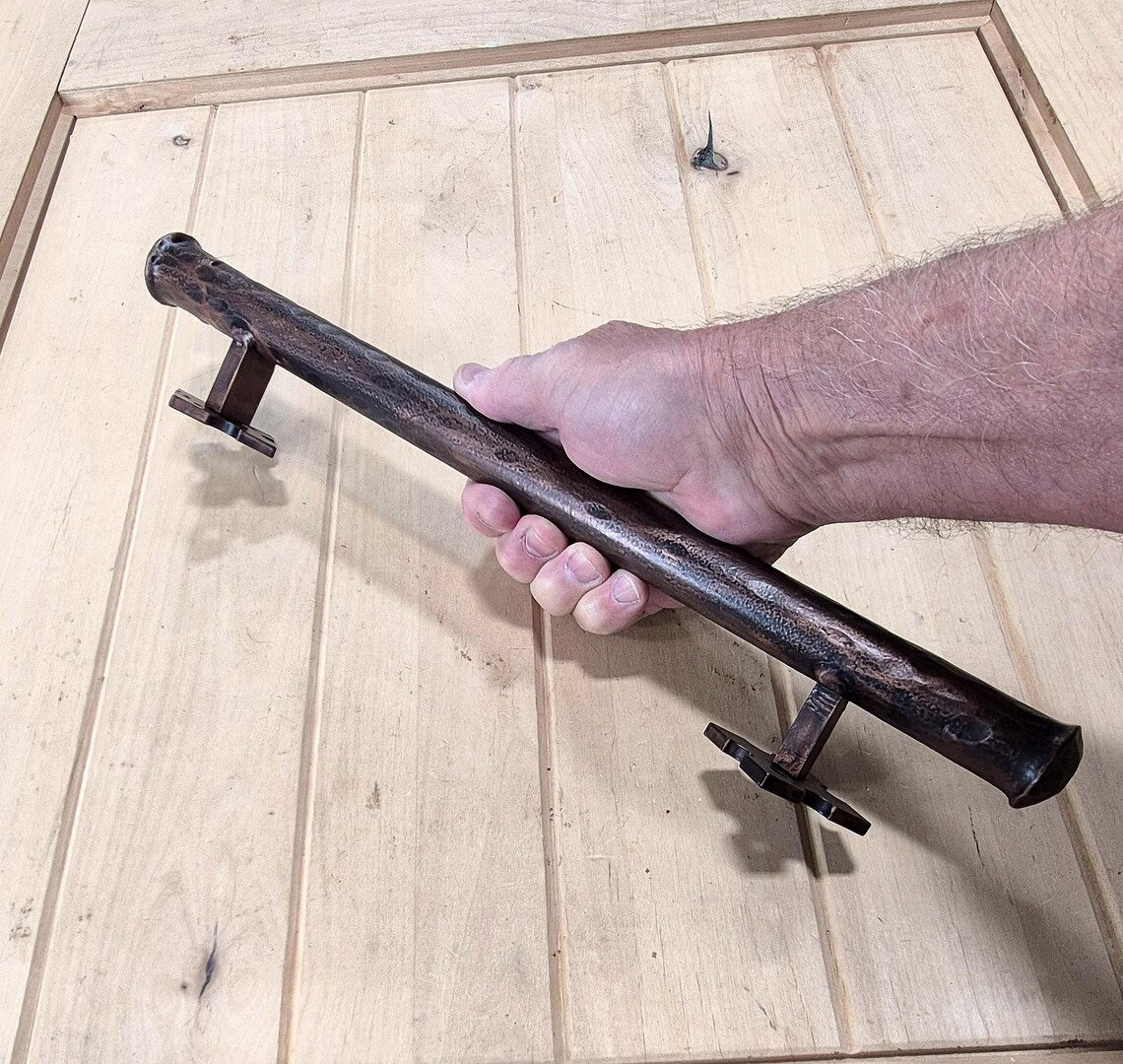 Barn Door Handle - Door Pull - Round Bar Distressed - 1" Dia. (NEW ITEM) - Multiple Finishes Available