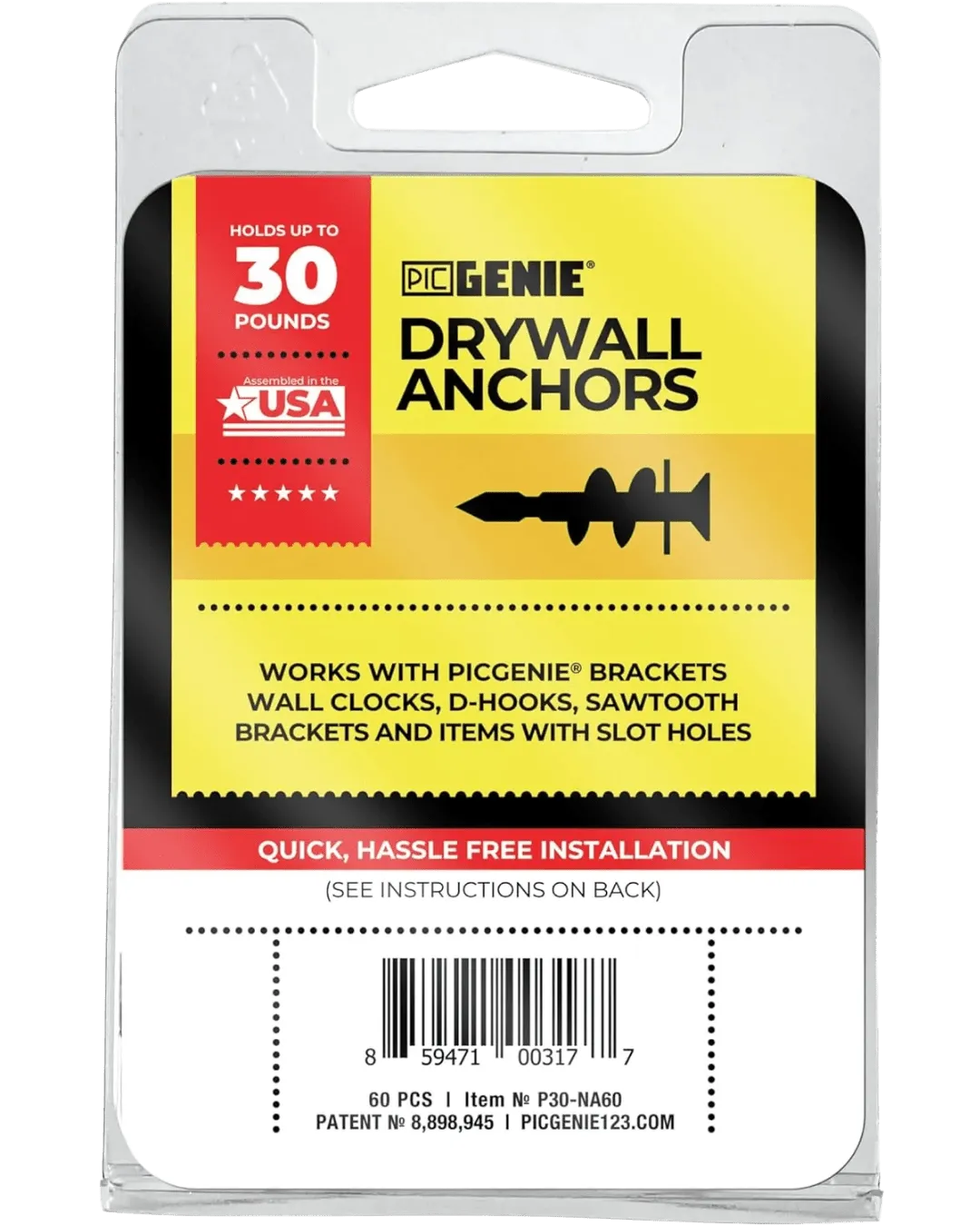 Drywall Anchors - Pack of 60