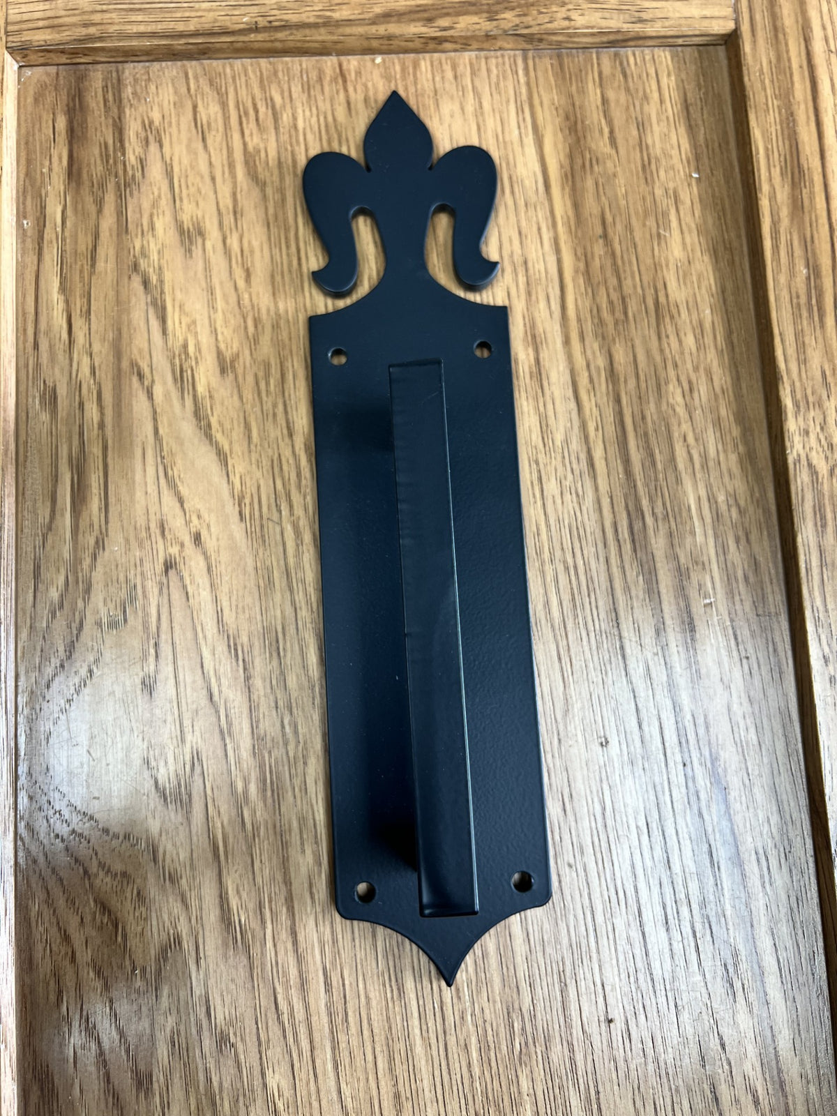 Clearance / Discontinued Fleur de Lis Style Door Pull - Barn Door Handle - Matte Black