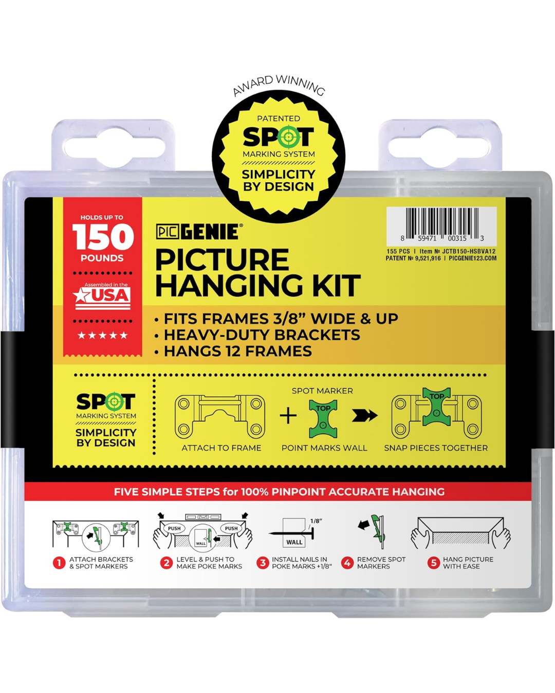 Steel Picture Hanging Kit | Up to 150 lbs