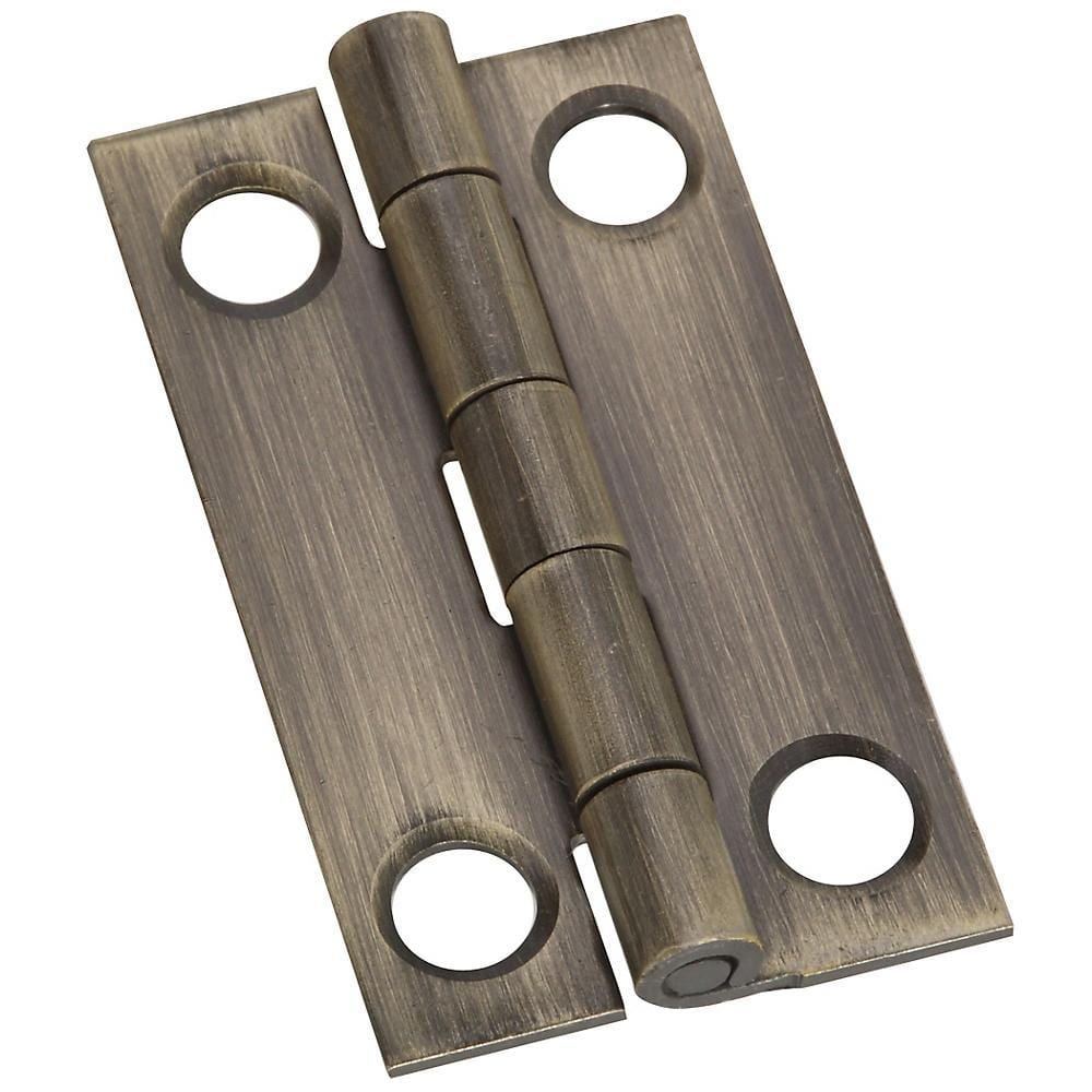 1-1/2" X 7/8" Small Narrow Hinges - Antique Brass Finish - 2 Pack