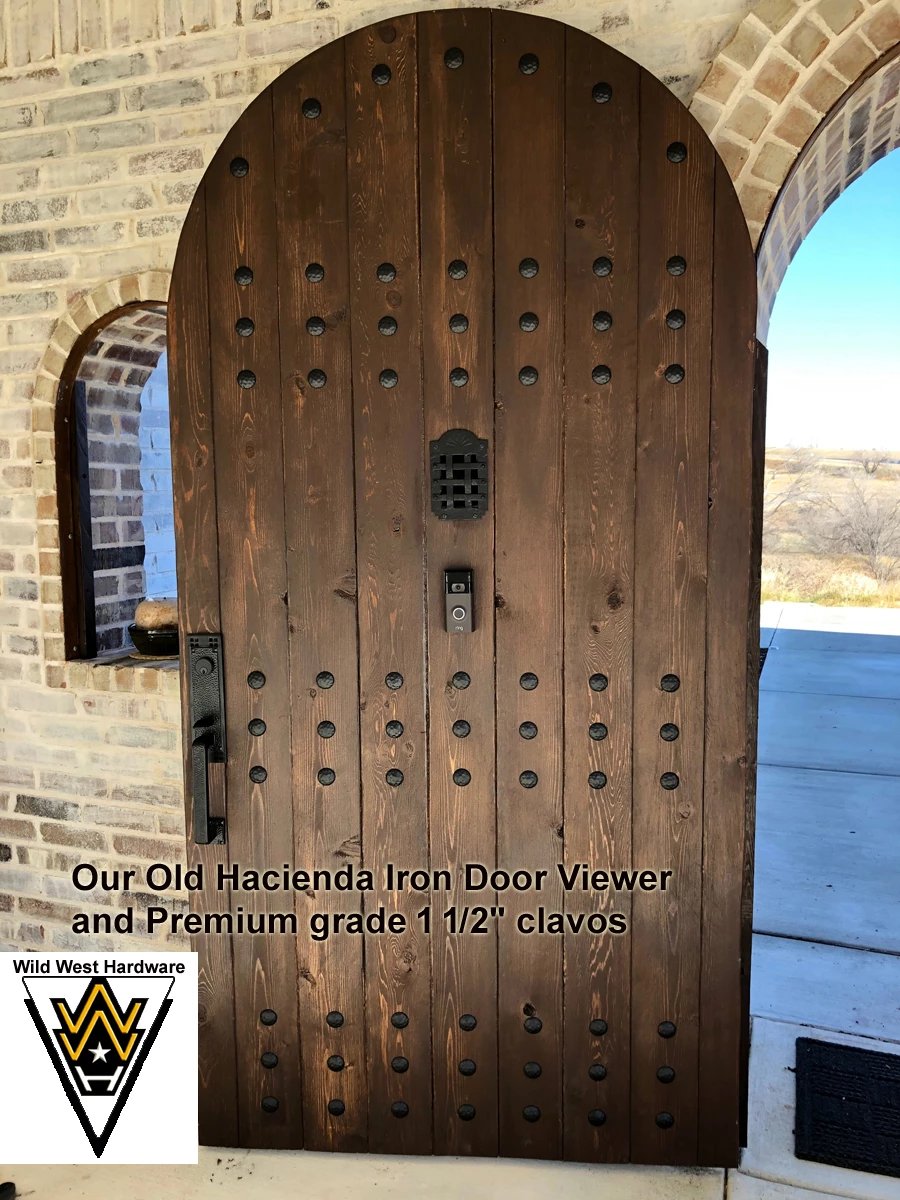 Speakeasy Grille, Peephole,  Iron Door Viewer, &quot;Old Hacienda Style&quot;  (2 pc. Iron Speakeasy Door Viewer Kit) - Wild West Hardware