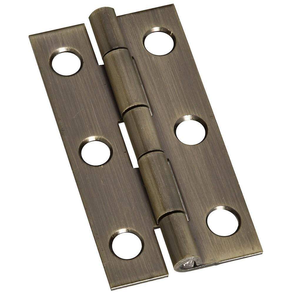 2" X 1" Small Narrow Hinges - Antique Brass Finish - 2 Pack