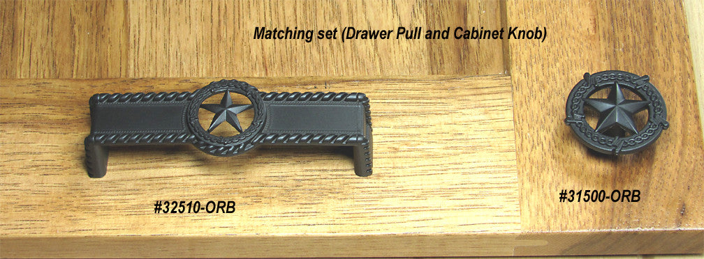 Star Drawer Pull w/ rope edge, Oil Rubbed Bronze finish - Wild West Hardware