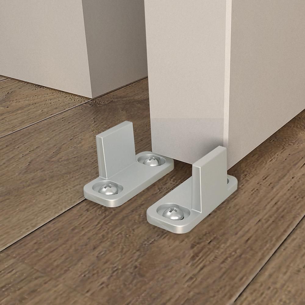 Image of interior sliding barn door double floor guide in use