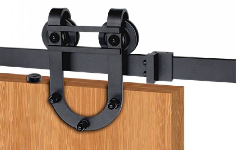 Surface mount horseshoe barn door hinges hardware kit for wood doors