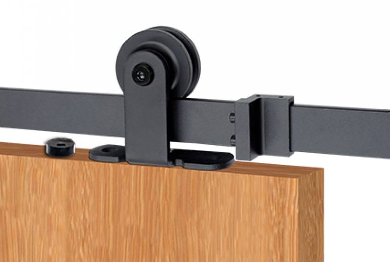 Barn Door Hinges Hardware Kit for Wood Doors - Top Mount Single Wheel