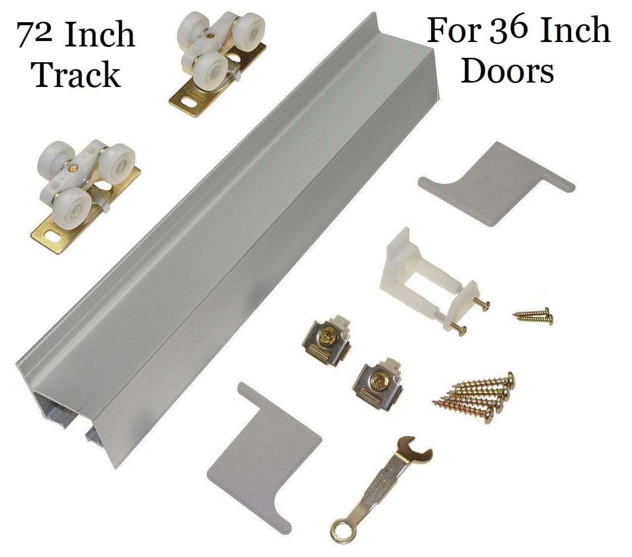 Barn Door Hardware - Modern Aluminum - 72 Inch Track for 36 Inch Doors