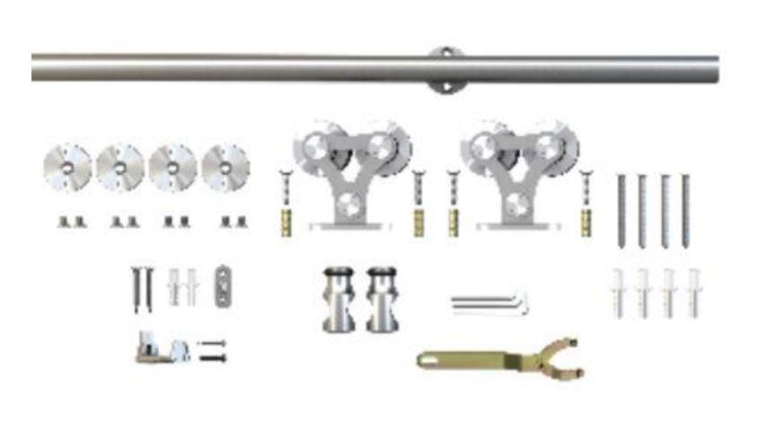 Top mount dual wheel stainless steel barn door hinges hardware kit