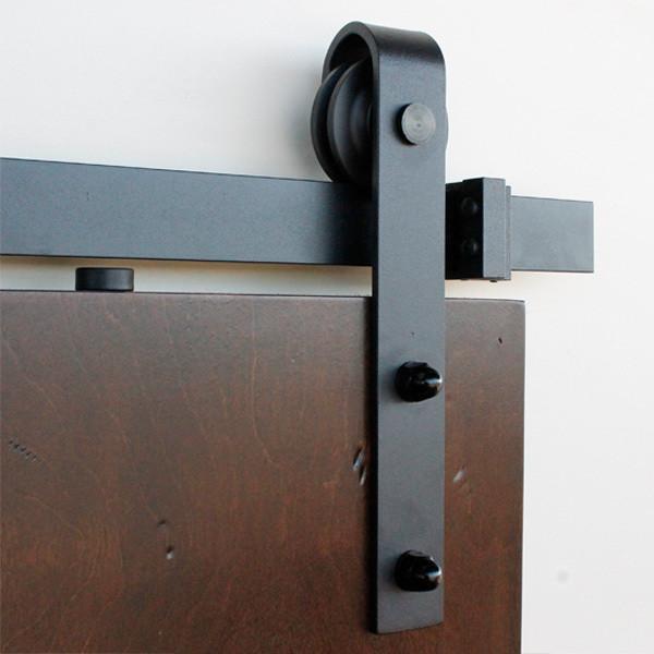 Slade style black finish barn door hinges hardware kit for doors 30 inches to 48 inches wide