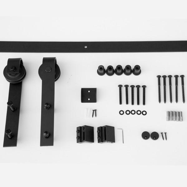Slade style black finish barn door hinges hardware kit for doors 30 inches to 48 inches wide