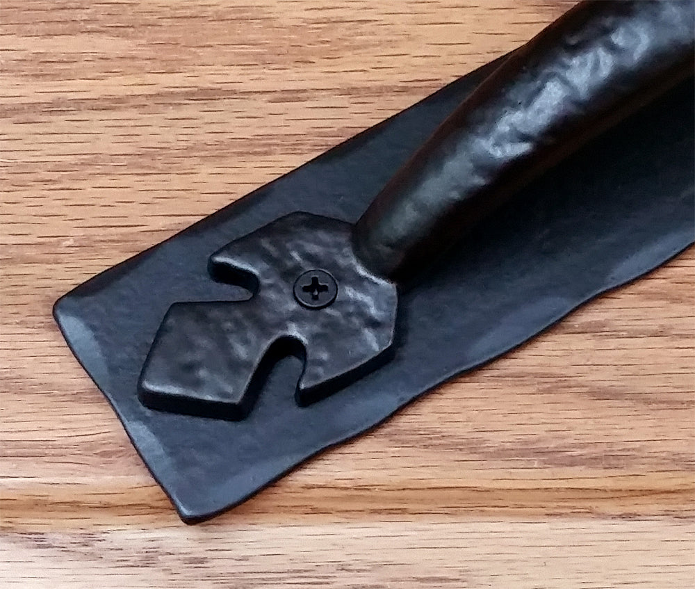 Barn Door Handle Pull #2 with Hammered Back Plate - Wild West Hardware