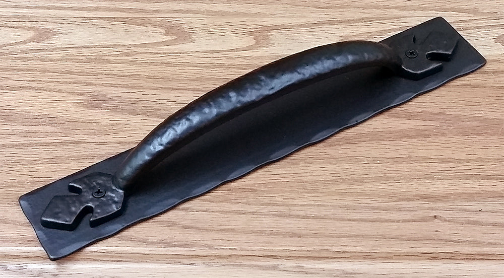 Barn Door Handle Pull #2 with Hammered Back Plate - Wild West Hardware