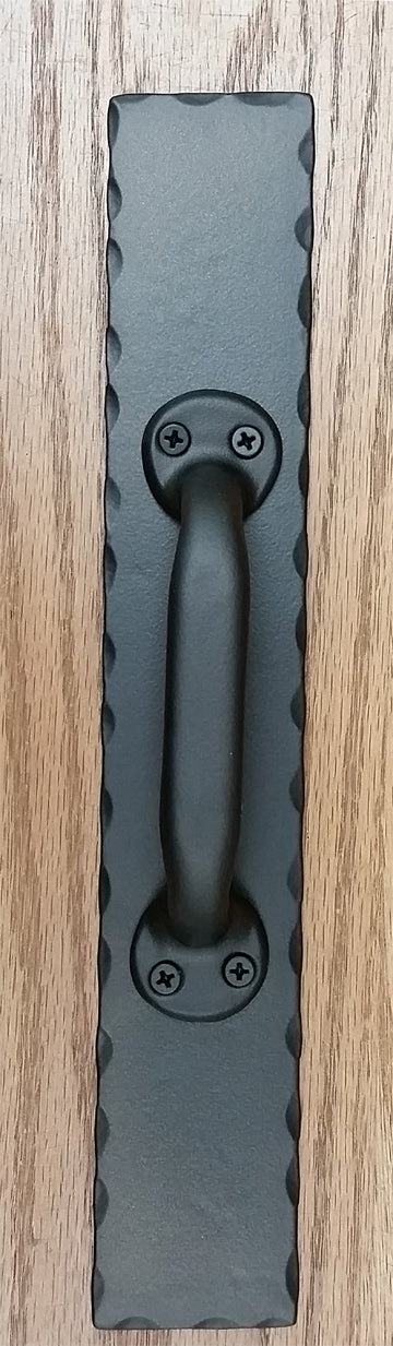 Barn Door Handle Pull #1 with Hammered Back Plate - Wild West Hardware