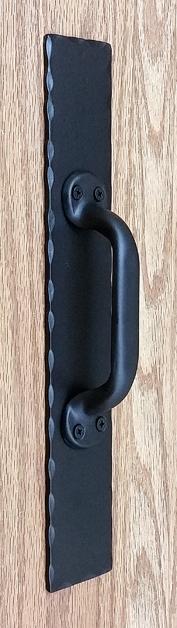 Barn Door Handle Pull #1 with Hammered Back Plate - Wild West Hardware