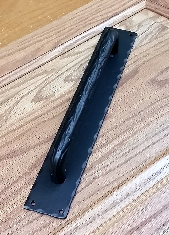 Barn Door Handle Pull #3 with Hammered Back Plate - Wild West Hardware