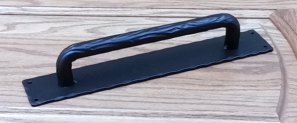 Barn Door Handle Pull #3 with Hammered Back Plate - Wild West Hardware