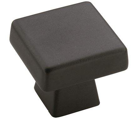 Cabinet Knobs - Blackrock Series - Square - 1-3/16&quot; Inch - Black Bronze Finish - Sold Individually