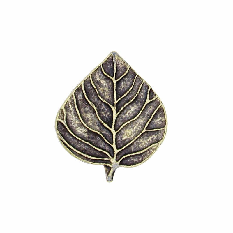 Cabinet Knobs - Rustic Aspen Leaf - Antique Brass