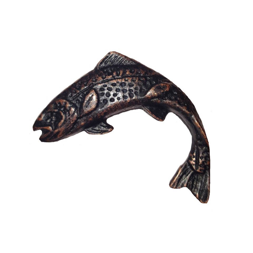 Cabinet Knobs - Rustic Jumping Trout - Left Facing - Oil_Rubbed_Bronze
