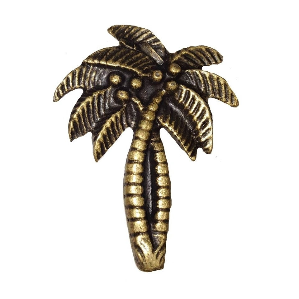 Cabinet Knobs - Rustic Tropical Coastal Palm Tree - Antique Brass
