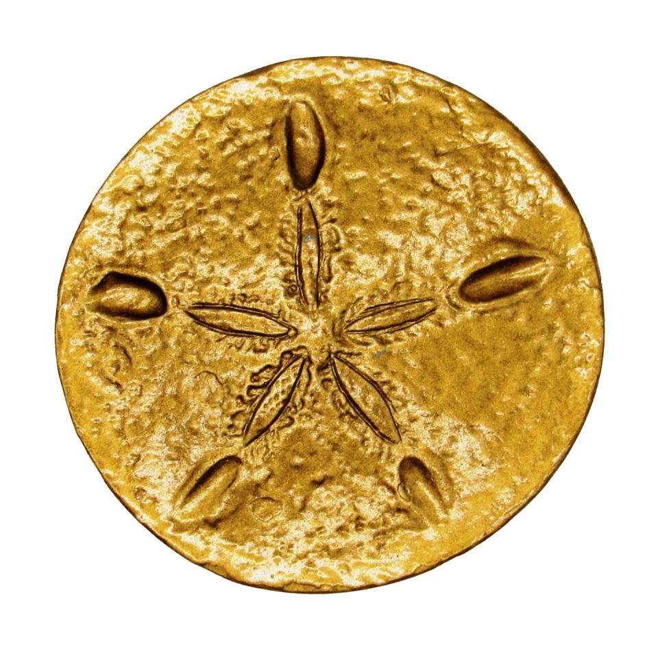 Cabinet Knobs - Rustic Tropical Coastal Sand Dollar - Lux Gold