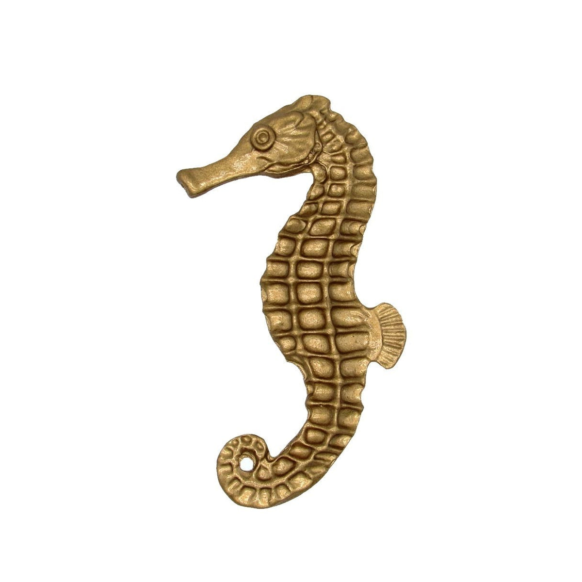 Cabinet Knobs - Rustic Tropical Coastal Seahorse - Right Facing - Lux Gold