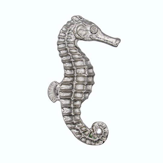 Cabinet Knobs - Rustic Tropical Coastal Seahorse - Right Facing - Nickel