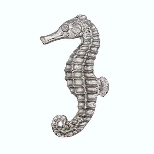 Cabinet Knobs - Rustic Tropical Coastal Seahorse - Right Facing - Nickel