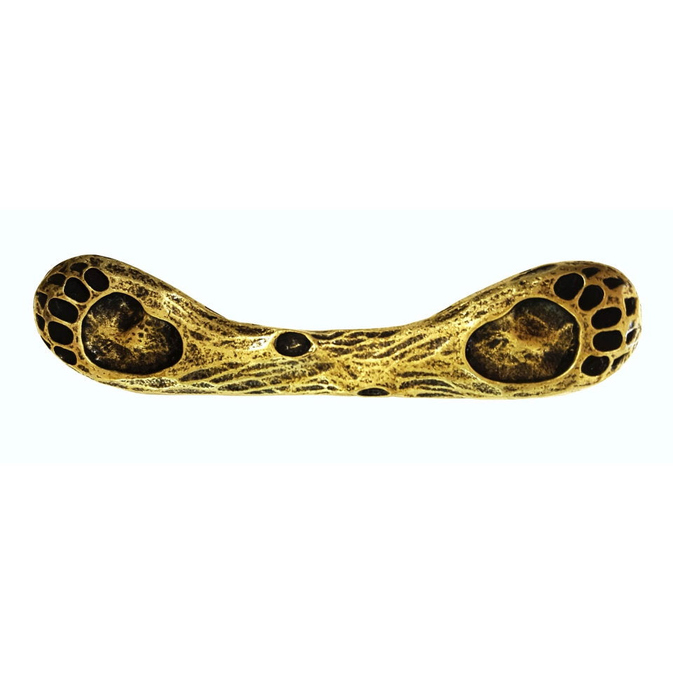 Rustic dual bear tracks cabinet pulls in Antique Brass
